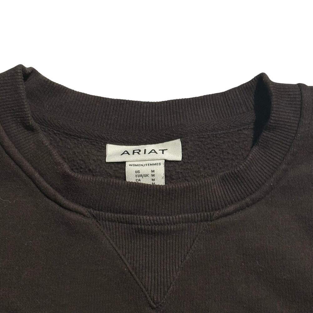Ariat Women’s Crewneck Sweatshirt Brown Paisley Brown Cattle Steer Oversized MED - Picture 3 of 6
